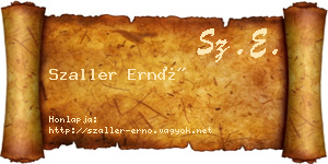 Szaller Ernő névjegykártya